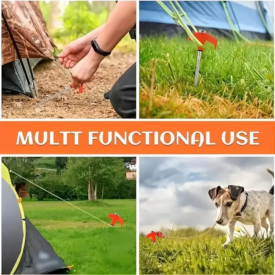 4pcs Heavy Duty Tent Stakes Tent Pegs Camping Stakes with Ground Anchors Screw with Hex Head Driver Heavy Nails ,New Metal Screw