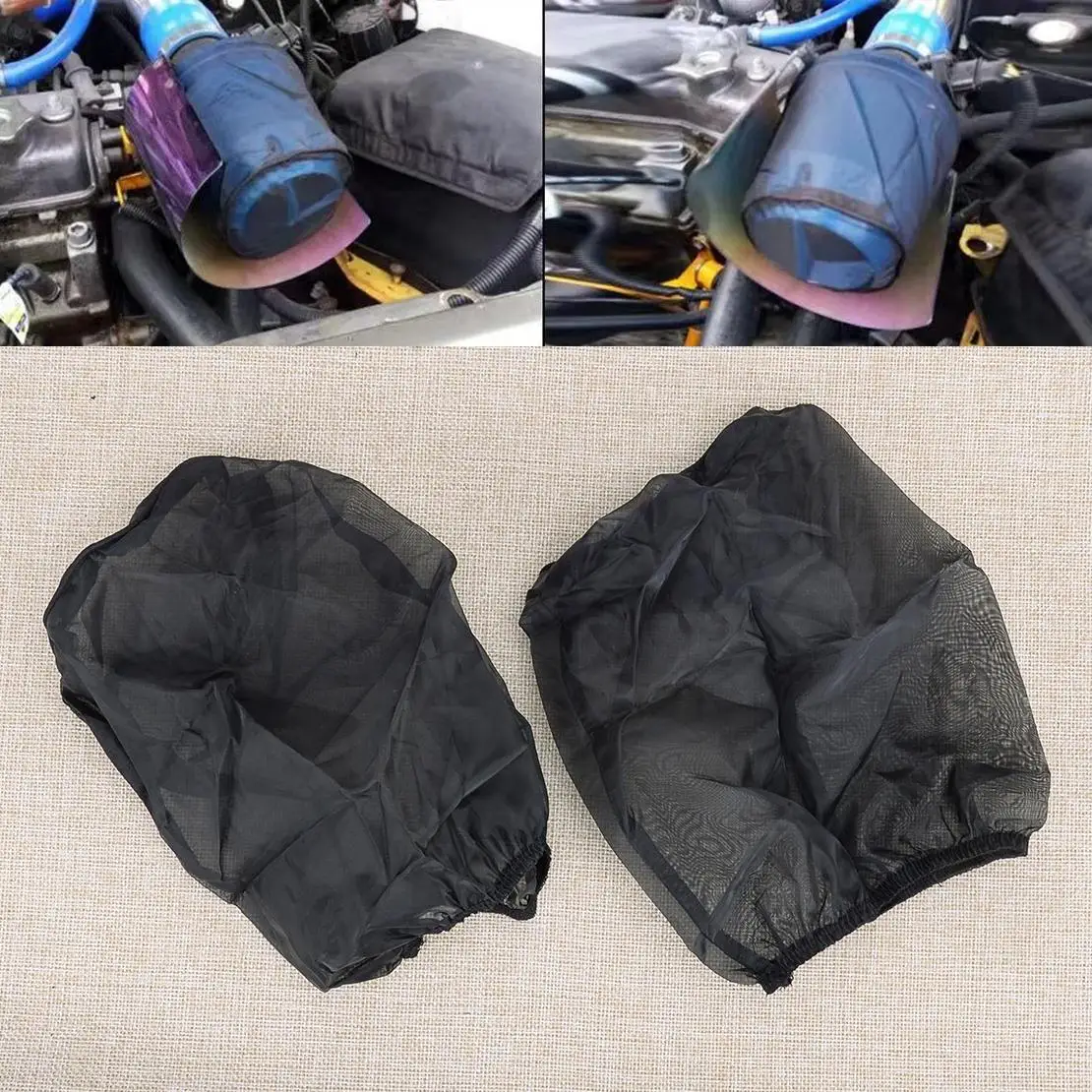 2Pcs Black 35mm Pods K+N Style Air Filter Outerwears Protector Cover Polyester Cloth Fit for Yamaha ATV Banshee