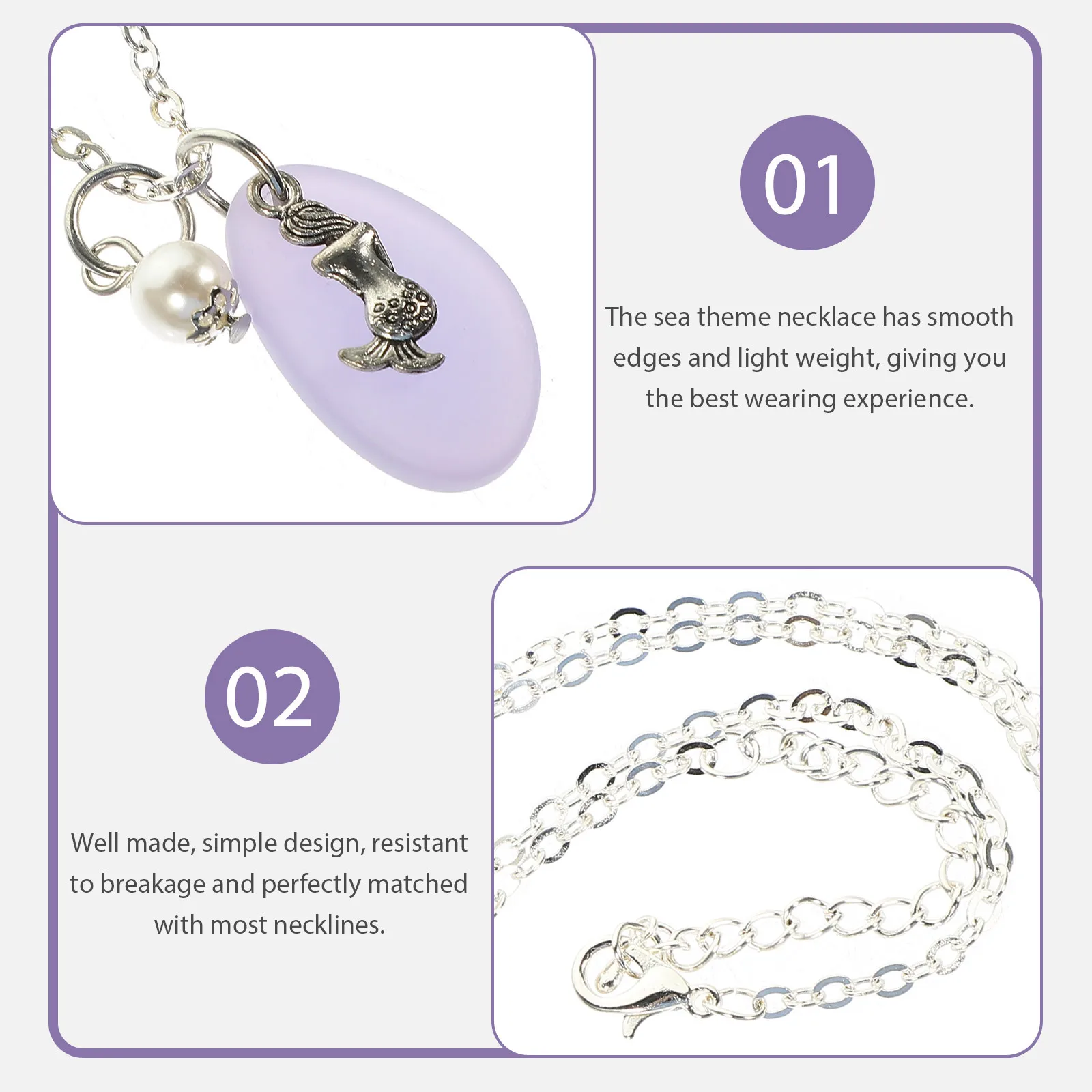 

Beautiful Sea Theme Necklace Safe Materials Decorative Pendant for Women Girls Stylish Gift Sea Theme Necklace