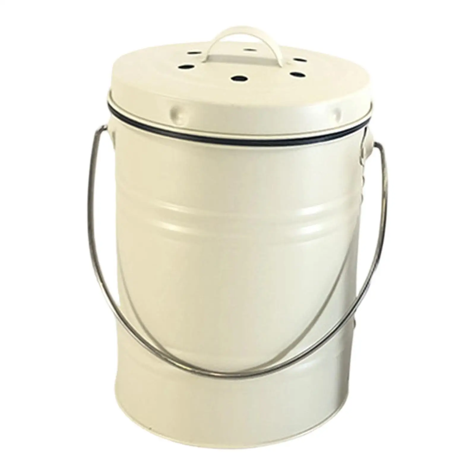 Metal Compost Bin Counter Top Portable Waste Bin with Lid Easy to Clean Food Recycling Container for Household
