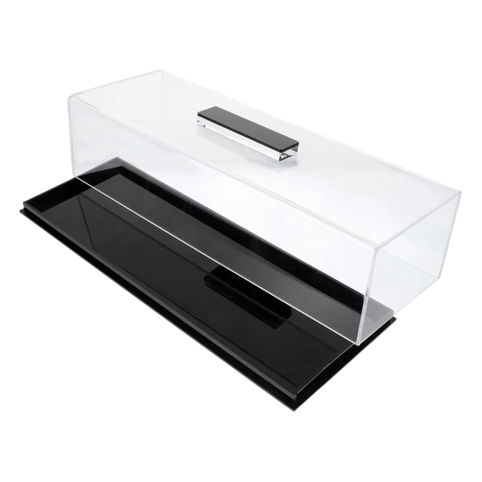 

Acrylic Cake Stand Rectangle Display Box with Clear Lid for Bread Dessert Container Portable Keeper Tray Plate