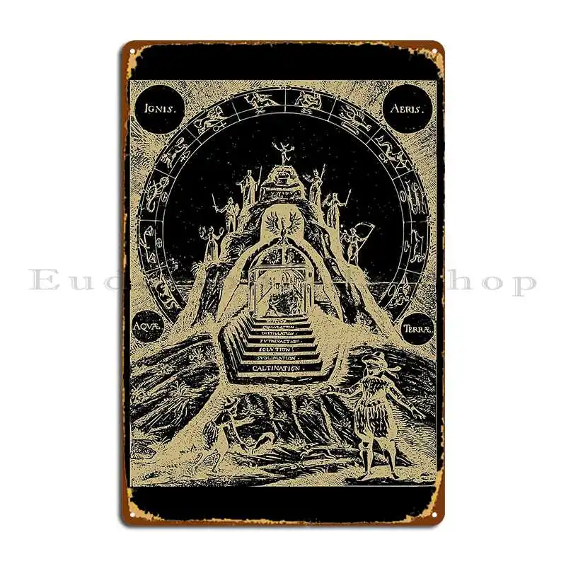 Mandala Cave Emblem Hermeticism Kabbalah Metal Sign Cinema Design Wall Decor Printed Create Tin Sign Poster