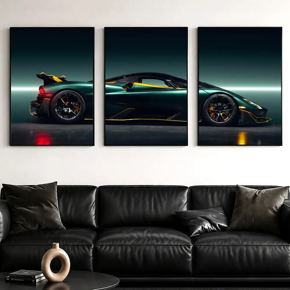 Tuatara Luxury Hypercar Painting Calligraphy Canvas Wall Art Poster Set for Bedroom Living Room Home Decor Prints Gift