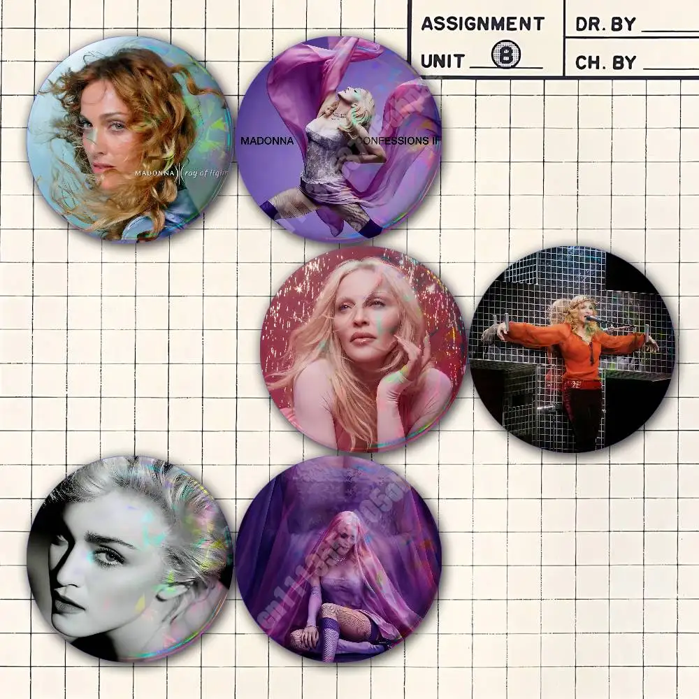 M-Madonna C-Confessions 2 Button Badge 2PC Sets for Bags & Clothes & Accessories Metal Pin Stylish Decoration