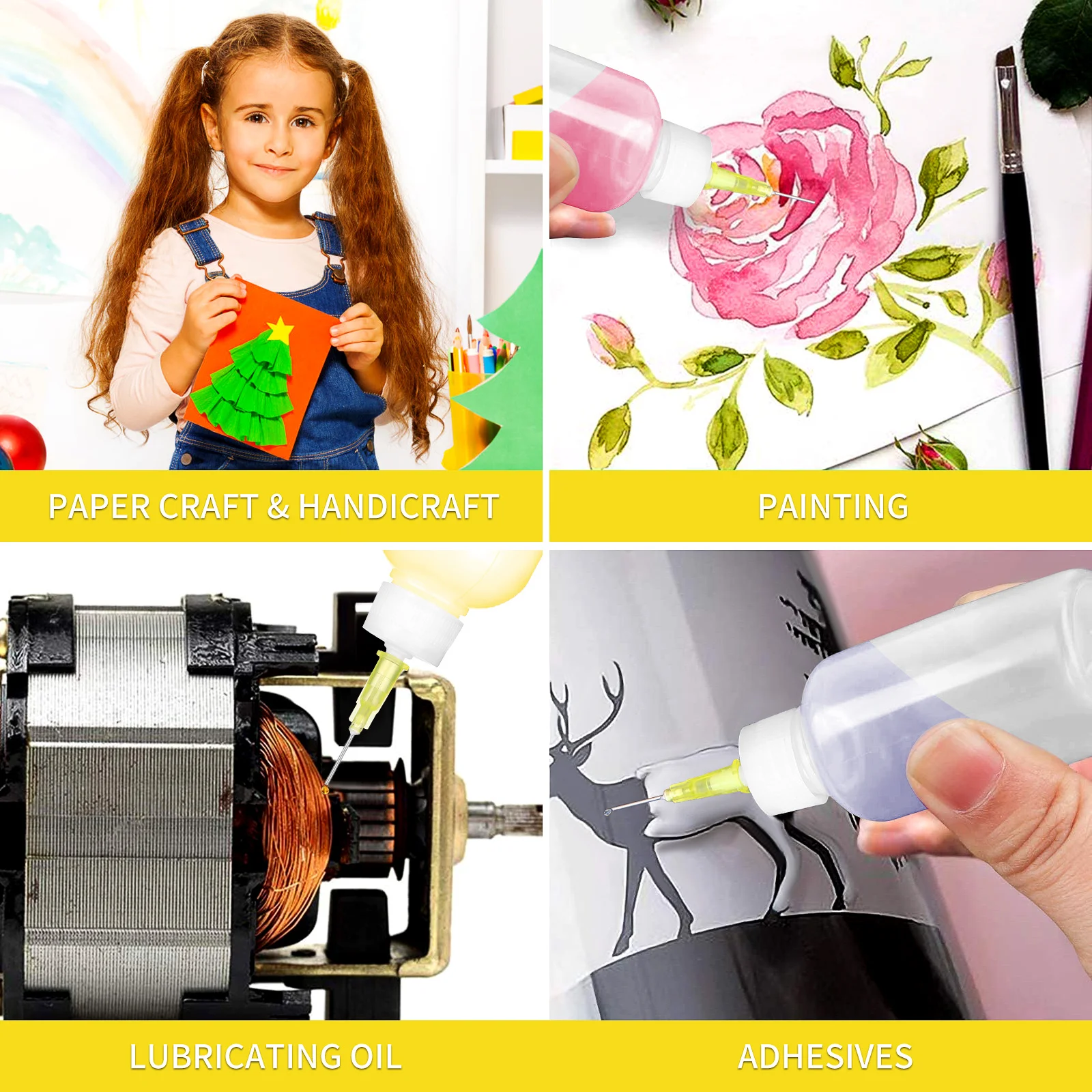 

6Pcs Plastic Glue Bottles with Anti Rust Metal Tip Precision Squeeze Applicator for Oil Adhesive Liquid Dispenser Use