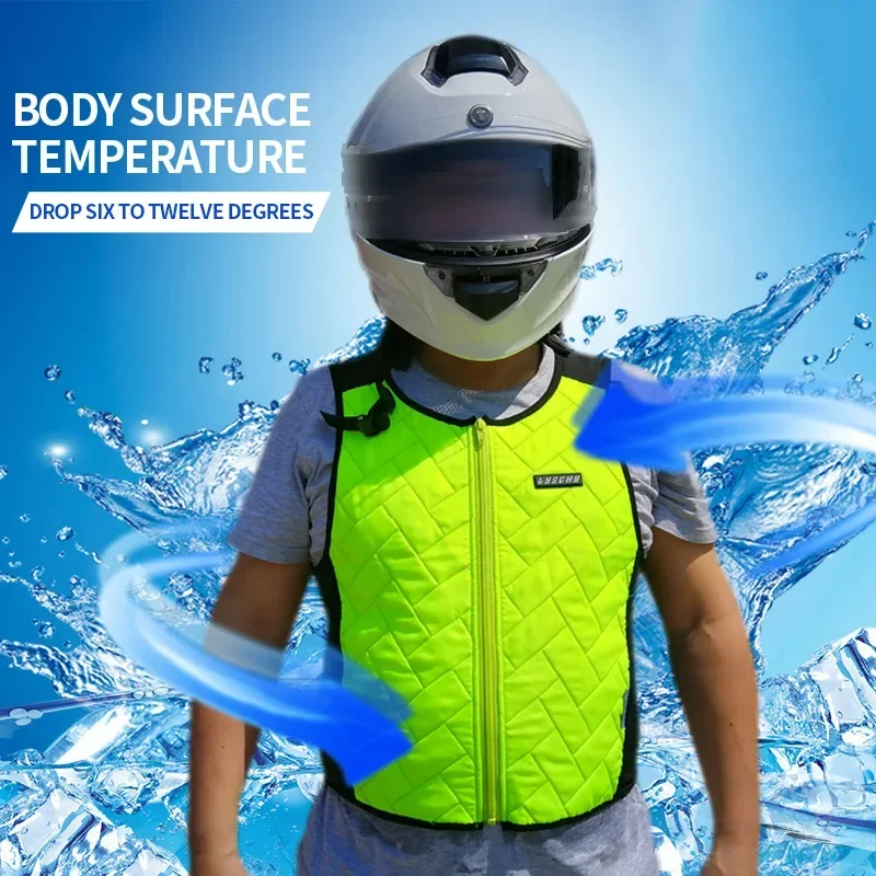LYSCHY Men Women Summer Motorcycle Riding Vest Breathable Racing Car Bike Mountaineering Outdoor Sport Water Cooling Jacket Vest