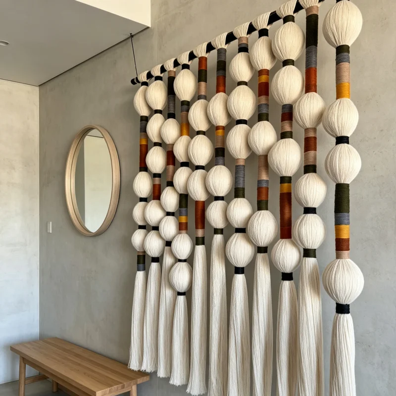Handmade Ball Macrame Curtain Large Wall Hanging Tassel Room Divider Boho Door Curtain For Home Interior Decor
