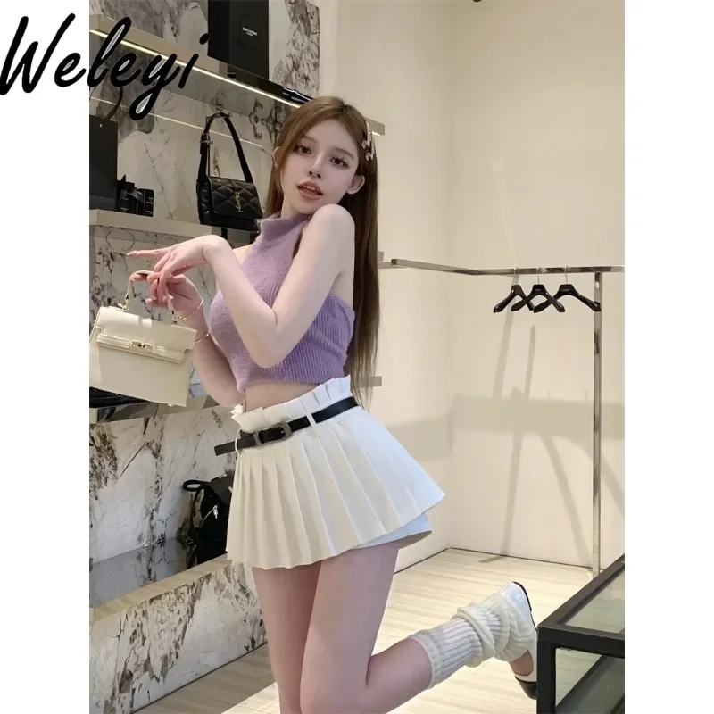 Jirai Kei Y2k Ropa Mujer Kawaii spódnica Falda Mini Saias Jupes Faldas Para Mujeres czarna biała letnia seksowna śliczna krótka spódnice Midi