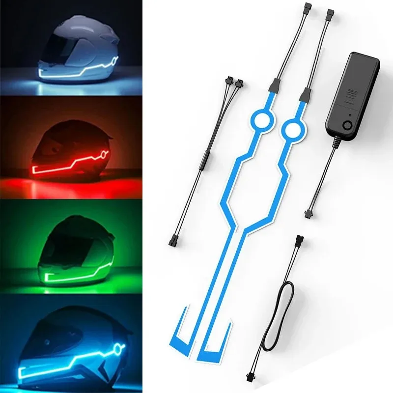 Motorcycle Helmet Light Bar Cold Led Light Strip Riding Signal Light Strip Flashing DIY Moto Helmet Cover Decor Equipments