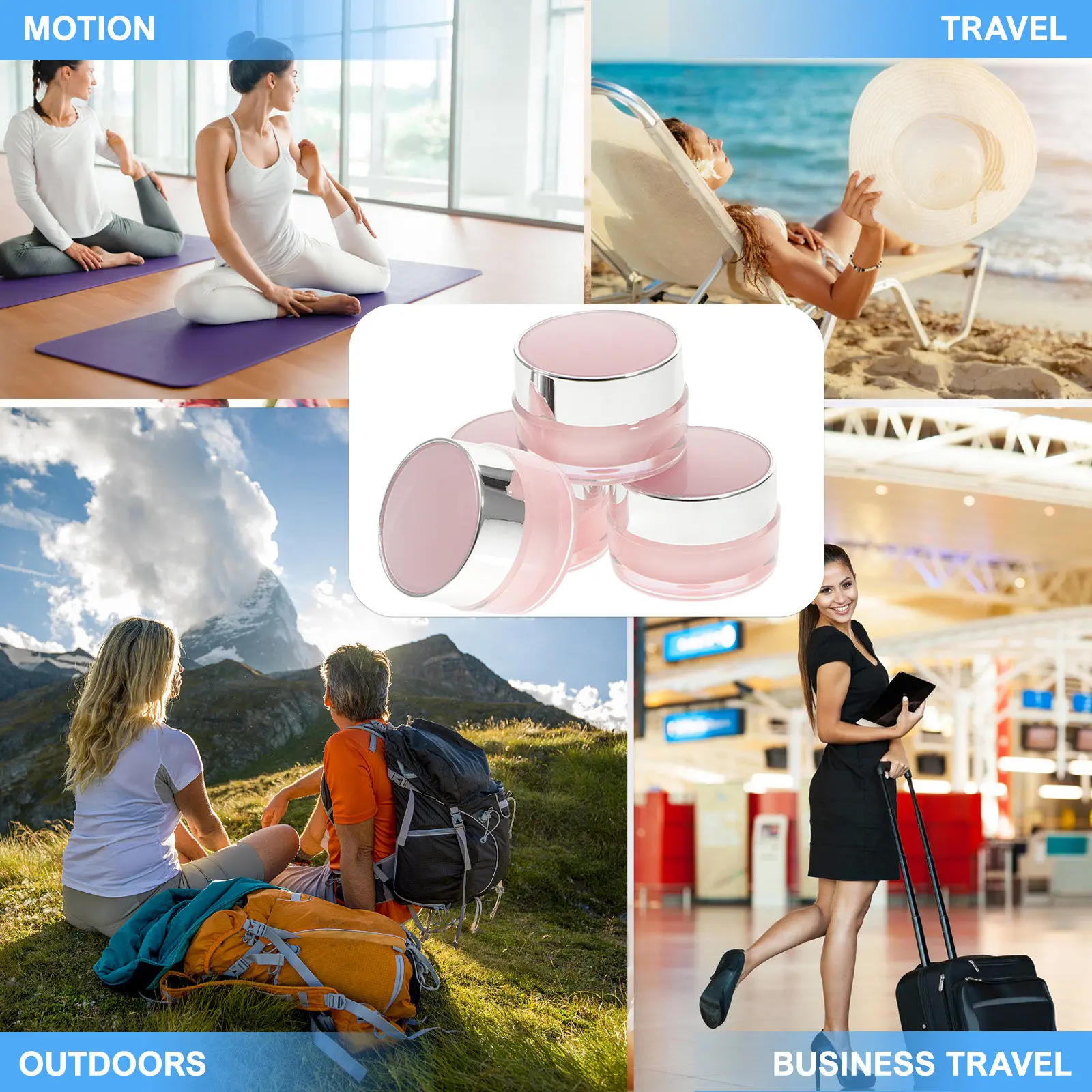 

Набор из 4 кремовых баночек: прочные портативные контейнеры для путешествий, для ухода за кожей, косметики, лосьонов и макияжа