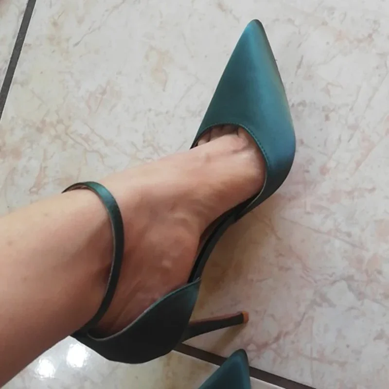 Summer Women 10cm High Heels Sandals Lady Wedding Bridal Scarpins Silk Heels Fetish Pumps Blue Green Pink Strappy Fashion Shoes