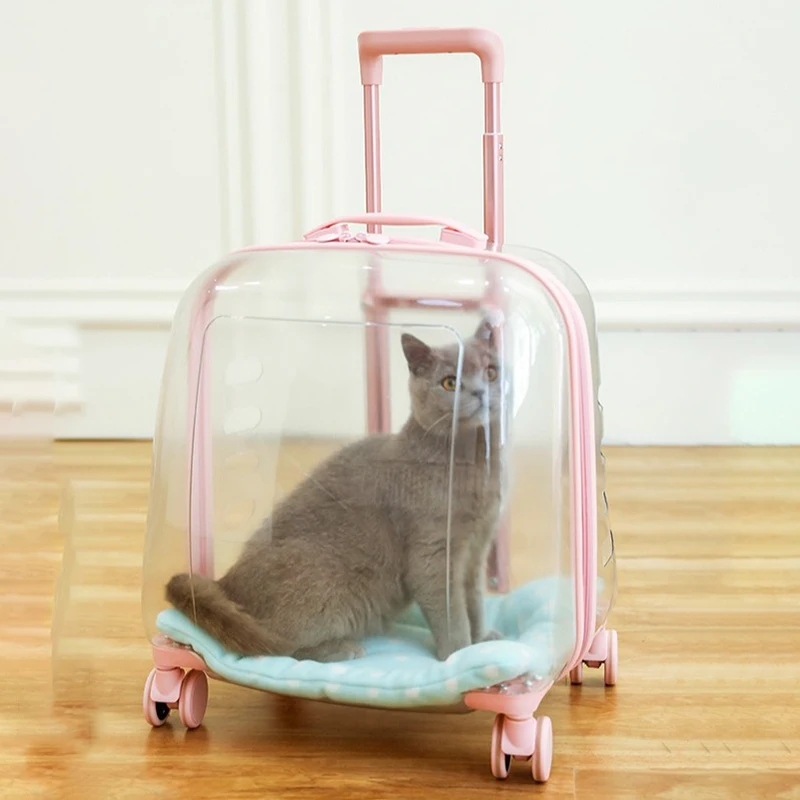 Pet Trolley Case Portable Puppy Travel Cart Transparent Outooors Breathable Cats Bags High-capacity Pets Carrying Handbag