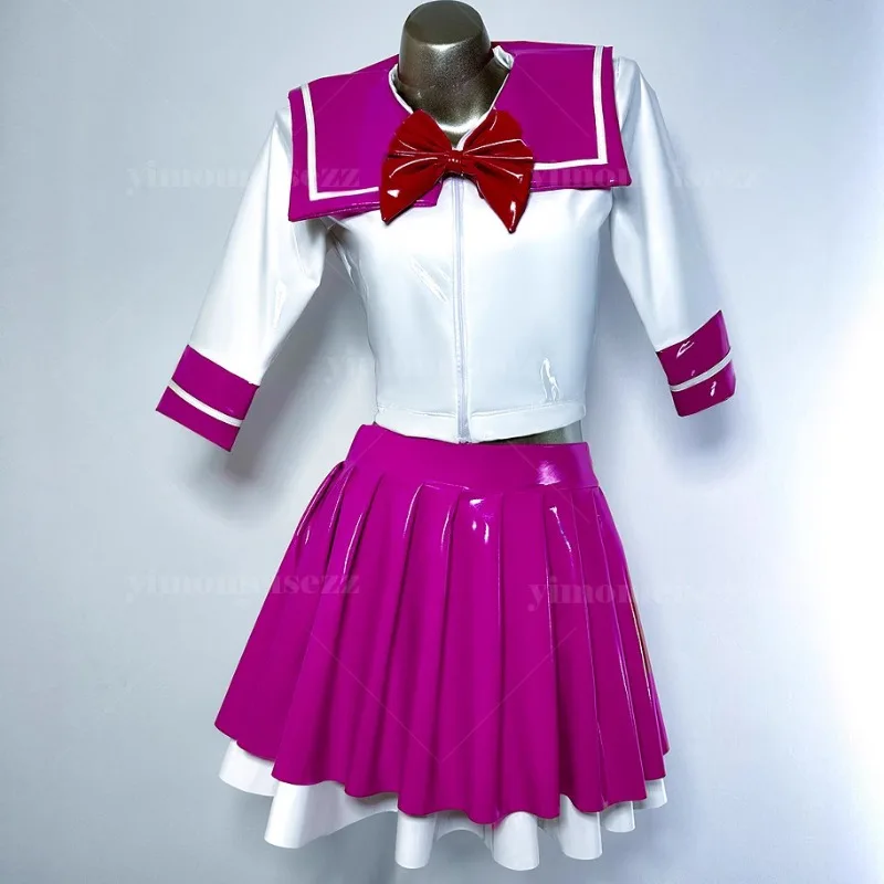 Customized JK Uniform Sailor Uniform Mid Sleeve Navy Collar Double Layer Color Blocked Pleated Skirt Role Cosplay Dress 054