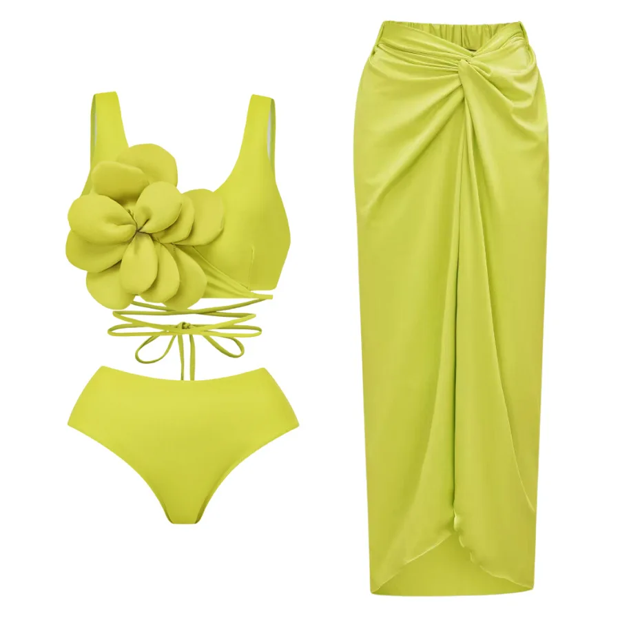 Costume da bagno floreale con stampa arruffata monospalla verde copricostume singolo Micro Monokini costumi da bagno Sexy per ragazze Summer Beach