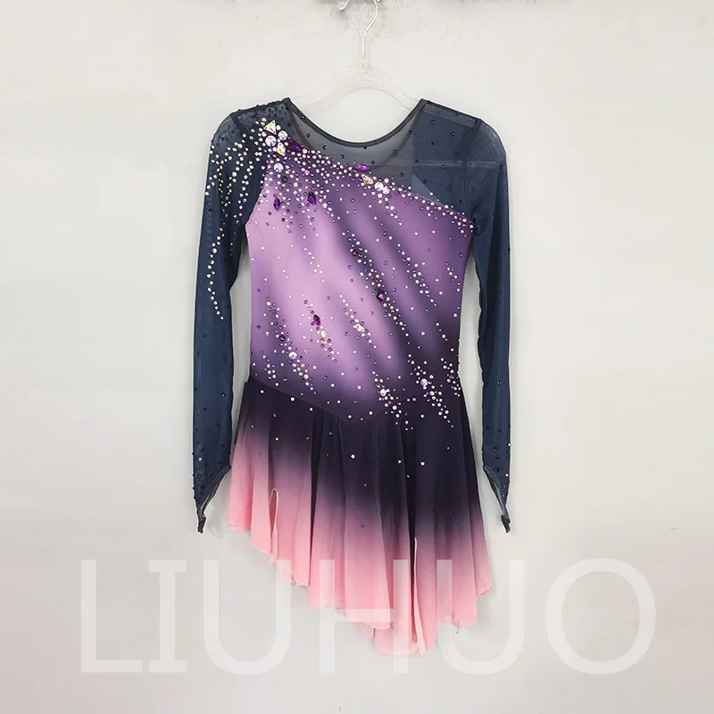 LIUHUO vestido de patinaje artístico sobre hielo para niñas, mujeres y adolescentes, LICRA elástica, competición, venta al por mayor