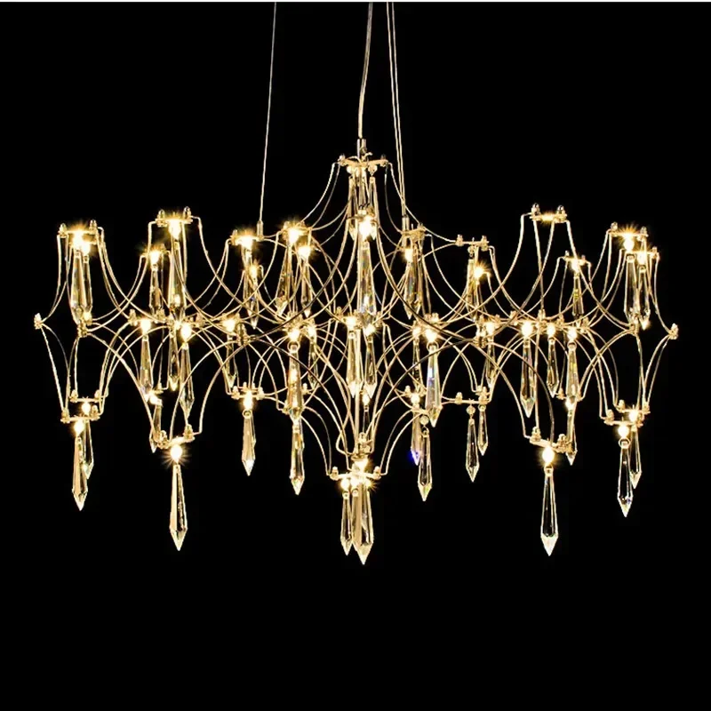 Modern Creative Crystal Pendant Chandelier Living Room Dining Bedroom Chrome Hanging Lamps Indoor Decoration Lighting Fixture