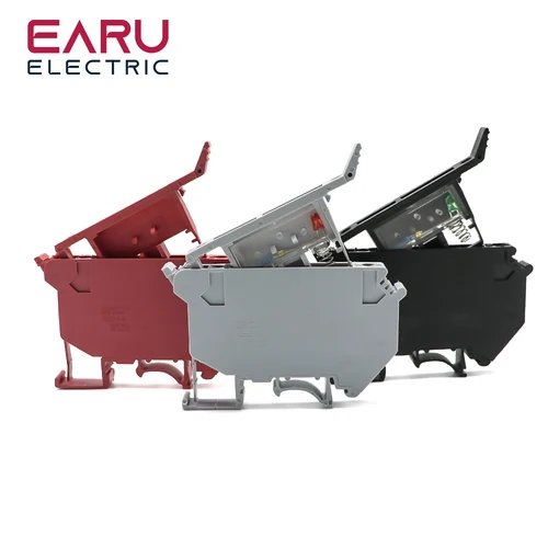 Imagen 1 del producto 10 unids/lote bloques de terminales de carril Din UK-5-HESI conector negro tornillo fusible bloque de terminales conector tornillo portafusibles Conductor