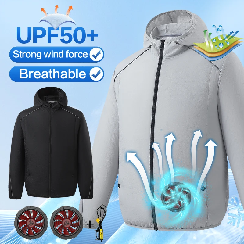 Summer Outdoor Cooling Air Conditioning Workwear for Men and Women, with Built-in Charging and Cooling Function, Long-Sleeved to