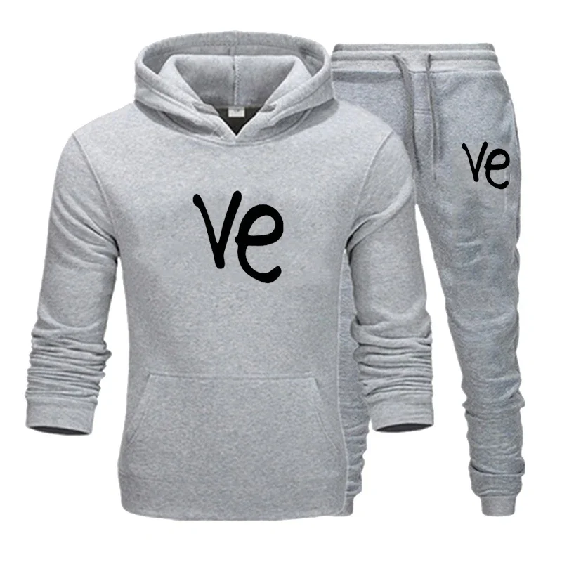 Completo da coppia Felpe con cappuccio a maniche lunghe primaverili Set Felpa con cappuccio stampata AMORE unisex e pantaloni sportivi Completi pullover per coppia