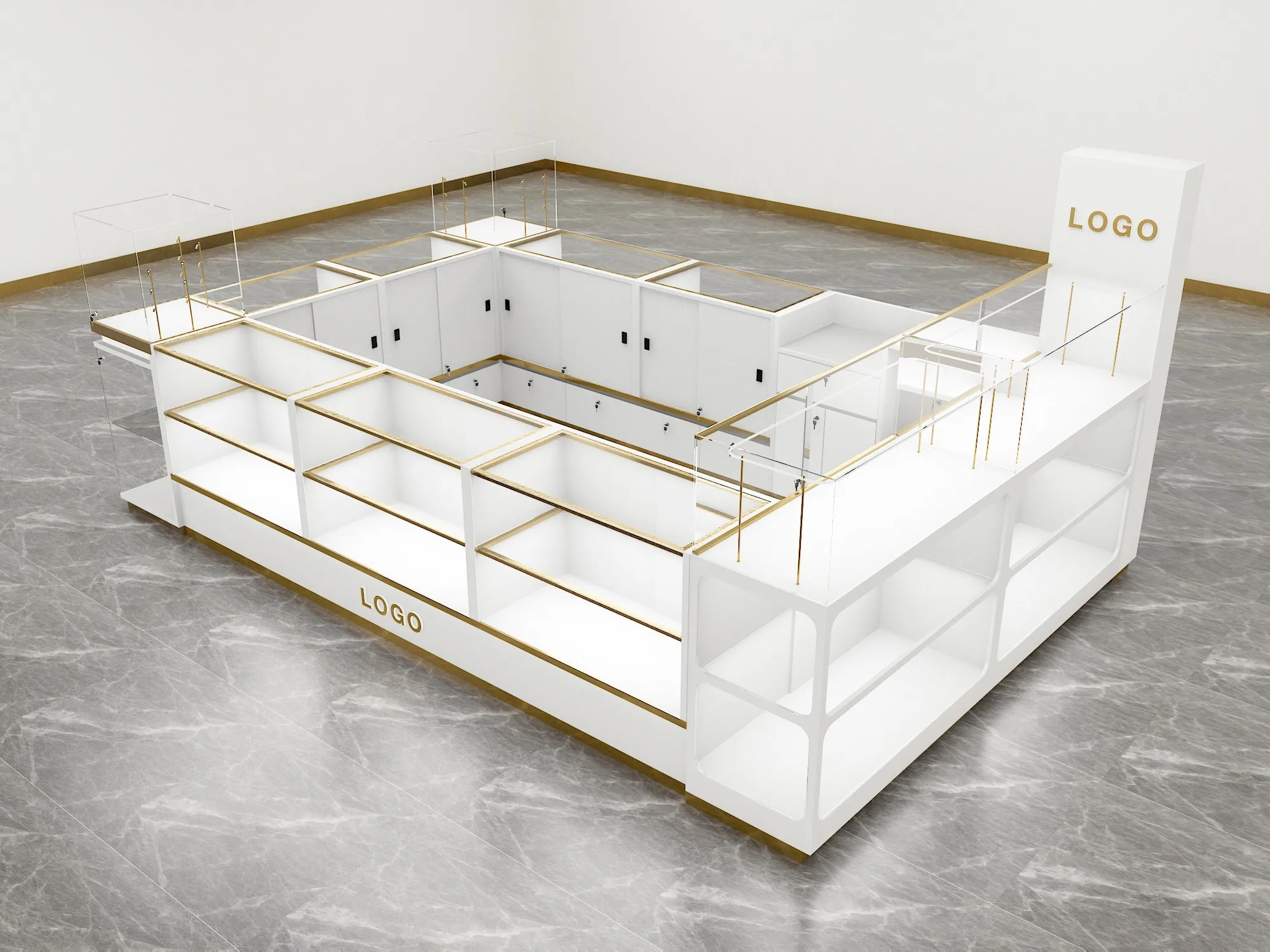 Custom.Custom LED-Lit Glass Display Cabinet for Retail Shops Museums Exhibitions for Jewelry Kiosks and Shopping Malls