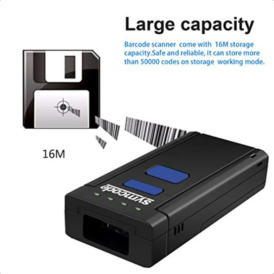2D QR بلوتوث ماسح الباركود 1D 2D سلكي صغير يده CMOS ماسح الباركود قارئ مع بلوتوث 4.0 2.4G اتصال لاسلكي