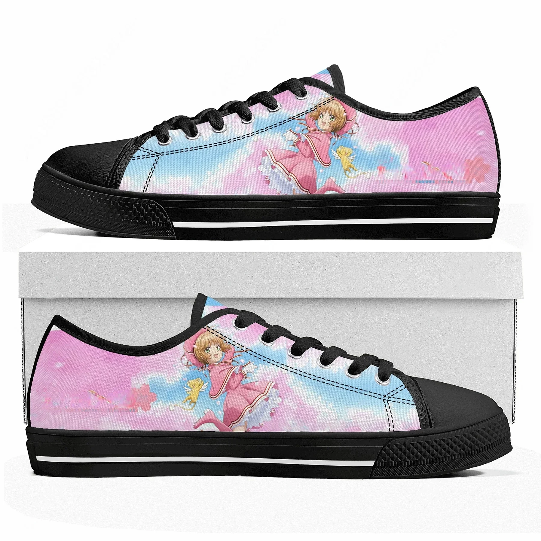 Cardcaptor Sakura Low Top Shoes Men Women Teenager Sneakers Canvas High Quality Sneaker Casual Customized Couple Shoe Black Sole