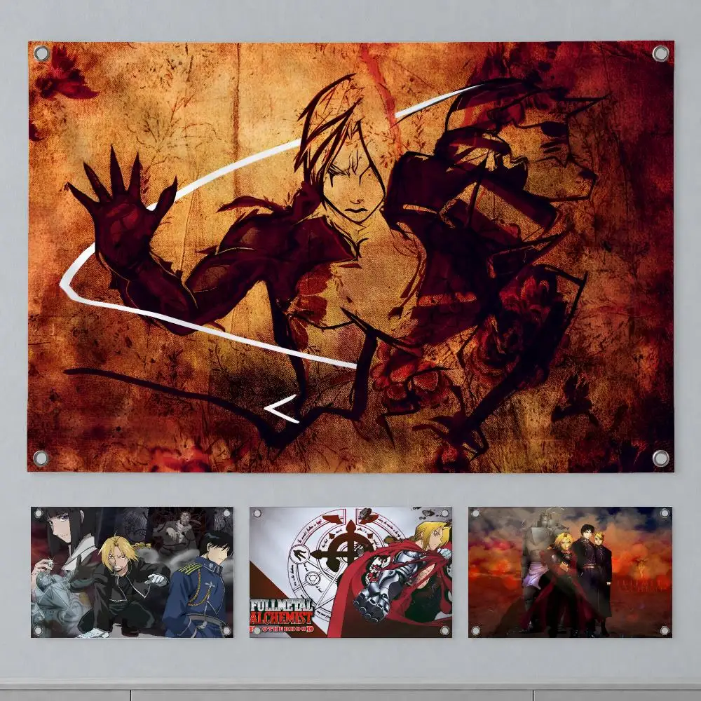 Trending Anime Fullmetal Alchemist Edward Elric Flags Wall Hanging Banner Indoor Outdoor Party Home Wall Decor Backdrop