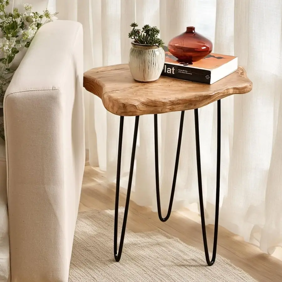 

Live Edge Cedar End Table, Unique Desktop Side Table,19 L x 16 W x 20.5 H Nightstand, Plant Stand for Living Room, Bedroom, Home