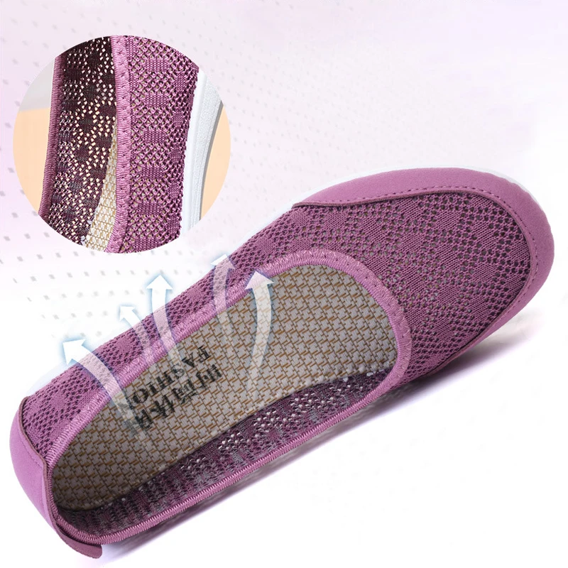 Summer Women Flats Shoes Anti Slip Women Loafers Casual Women Sneakers Mesh Breathable Shoes Women