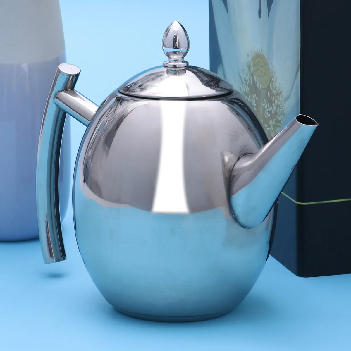 

1.5L Stainless Steel Tea Pot Thickened Water Kettle With Inner Strainer Glossy Finish Tea Kettle For Home