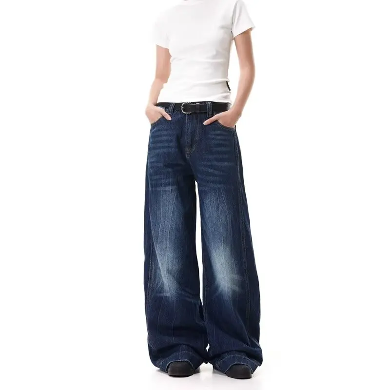 

Men's High-end Jeans Lazy Casual Loose Wide-leg Draped Straight and Slightly Flared Trousers Trendy 2000 Y2k Clothes Man Jackets