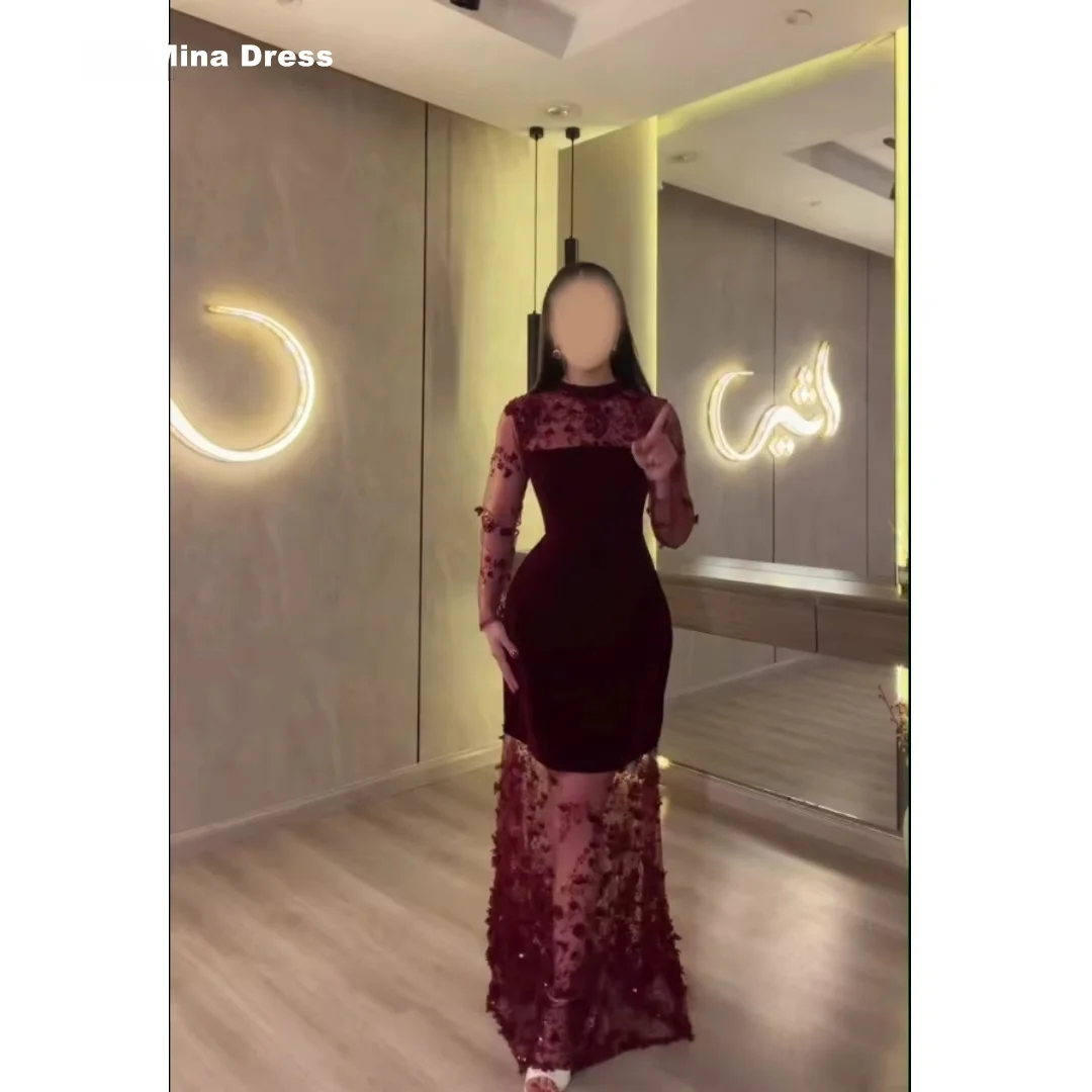 

Mina Customized Red Elegant Cocktail Dresses for Special Occasions Sequins. Long Sleeves Sharon Said 3D Flowers Party Dress Gown