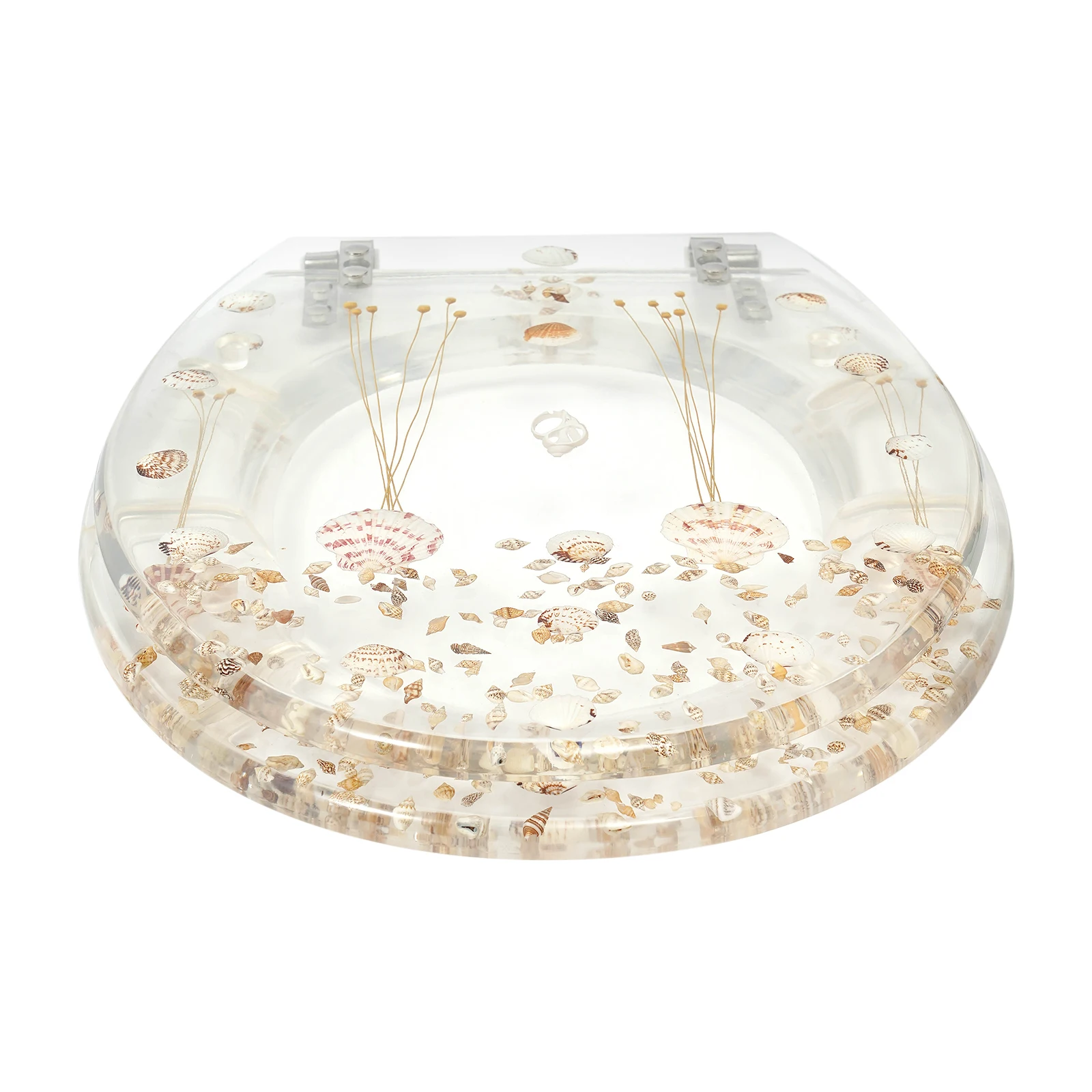 Resin Toilet Lid Universal Cover Real Dried Flower Shell Universal Toilet Cover Transparent Toilet Cover