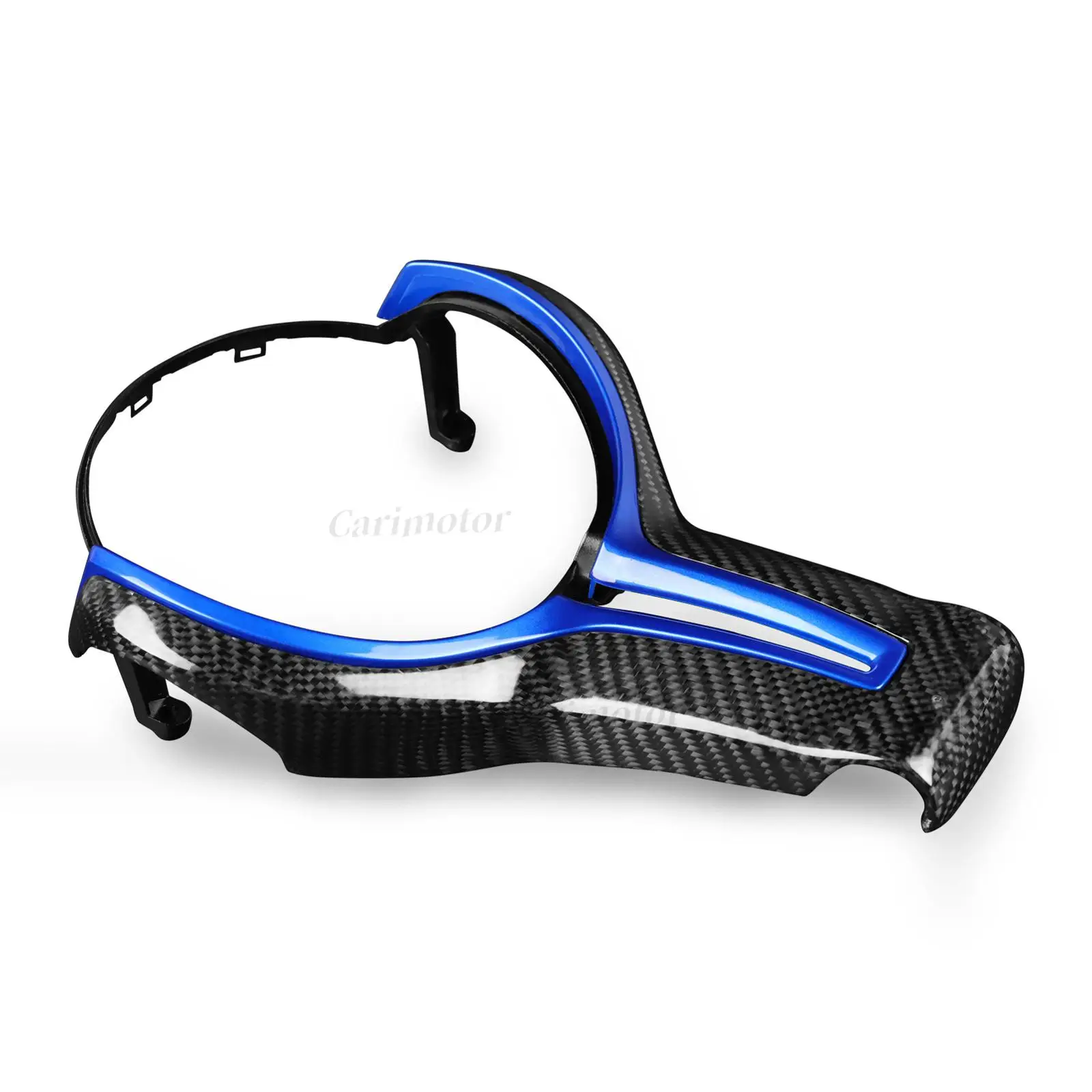 Carbon Fiber Steering Wheel Cover+Blue Inner Trim for BMW M2 M3 M4 M5 M6 X5M X6M