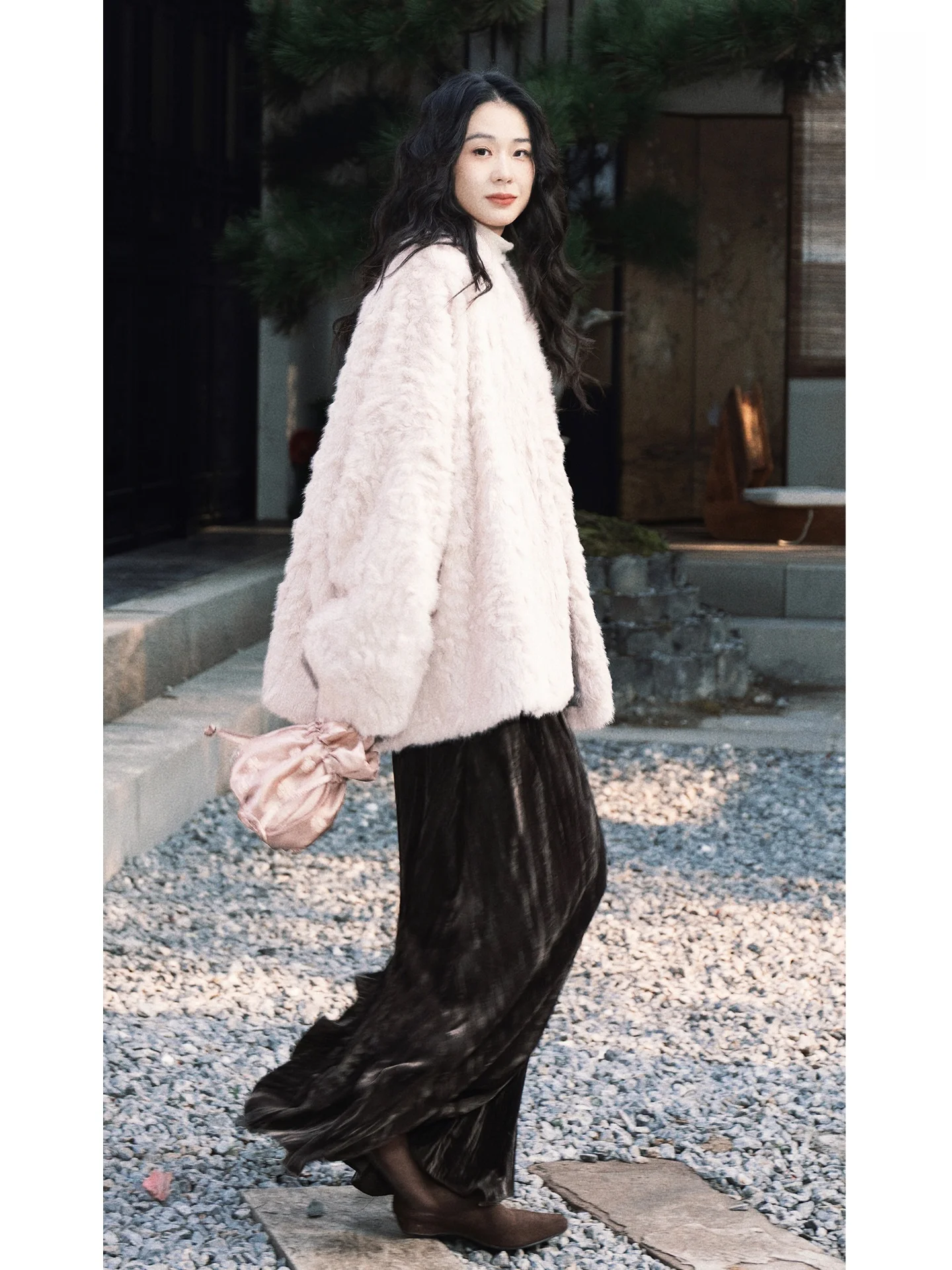 

Женская зимняя куртка BUD из розово-коричневого меха, новая, свободного кроя, повседневная, средней длины, в стиле оверсайз, для ежедневной носки