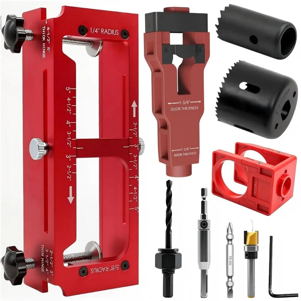 Aluminum Alloy Door Hinge Jig High Accuracy Wear-resistant Hinge Mortising Jig Installation Set Adjustable