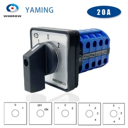 2/3/4/5 Position 20A 4 Poles Electrical Universal Changeover Rotary Cam Switch Silver Contacts YMW26 LW26-20/4