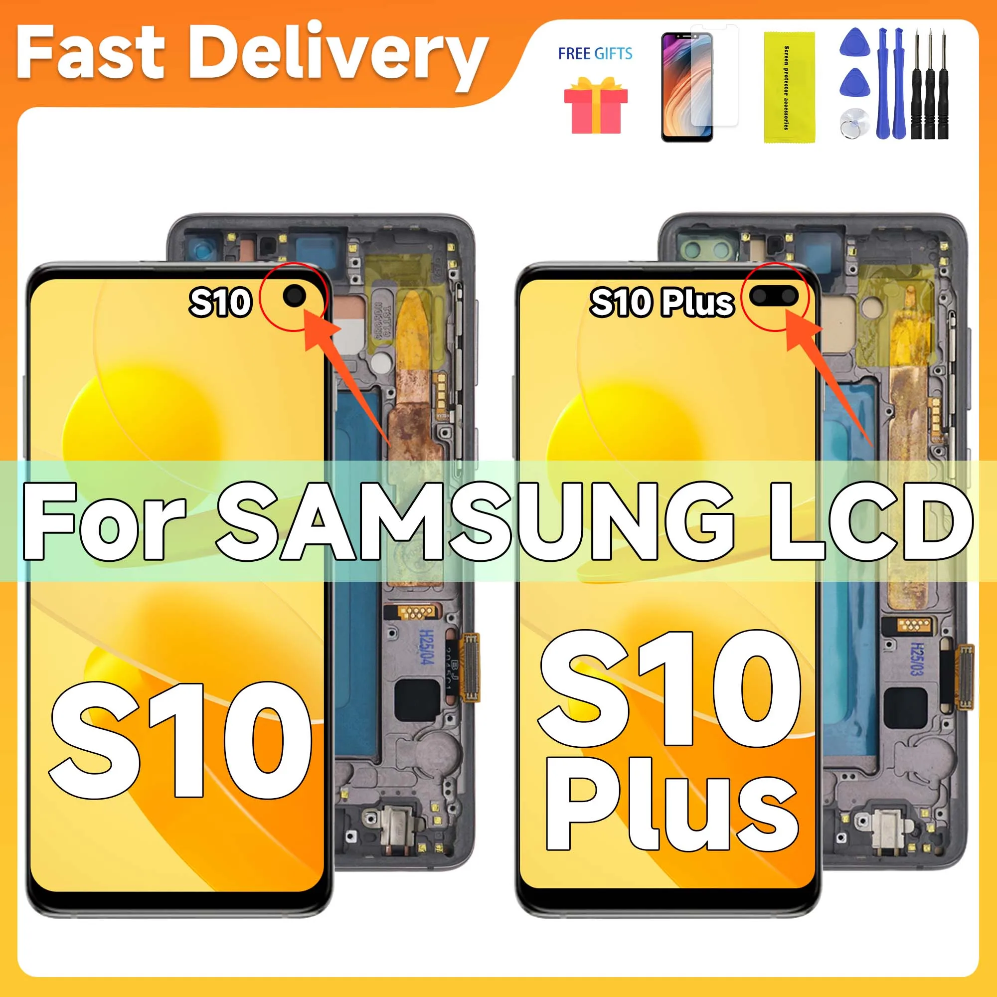 tft-ディスプレイ-samsung-galaxy-s10-s10-plus-g9750-用-s10-g973-g973f-ds-ディスプレイ-タッチ-スクリーン-デジタイザー-フレーム付き