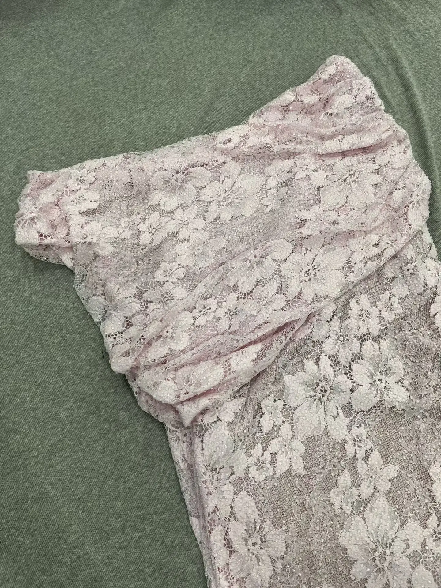 Women Lace rhinestone one shoulder sleeveless pink long dress