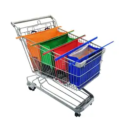 New Style Non Woven Set 4 Grocery Tote Reusable Grocery Shopping Cart bags Foldable Trolley Bag with COOLER Bag & Egg