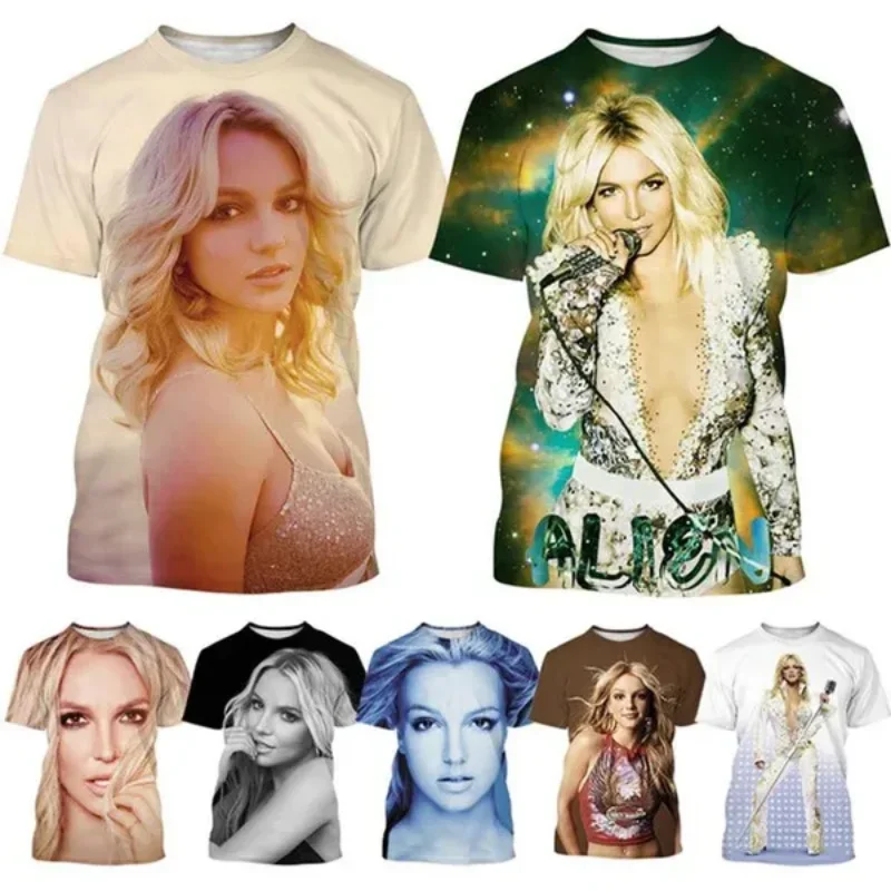 Fashion Pop Female Singer Britney Spears 3D Print T-shirt Personalized Men Clothes Hip-hop Harajuku Street Unisex T-shirt Top