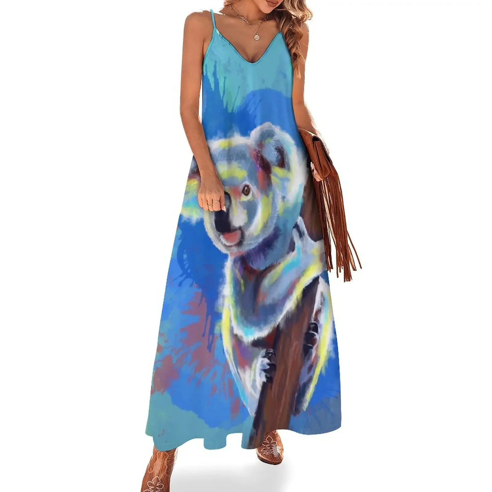 

Koala Bear - koala illustration, colorful animal Sleeveless Dress beach dress Long dress woman