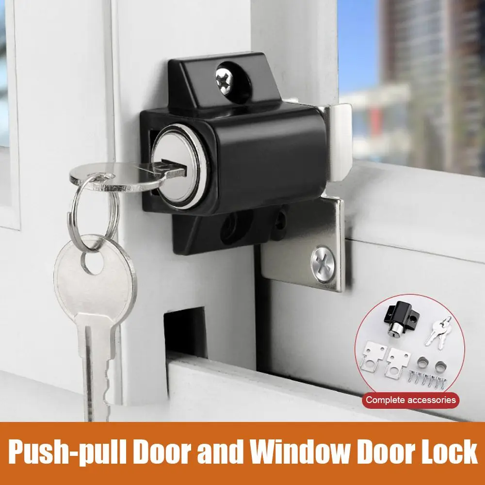 Aluminum Alloy Window Lock Push-Pull Door And Window Safety Lock Push-Pull Window Limiter Screen Window Fixed Buckle for Home Se