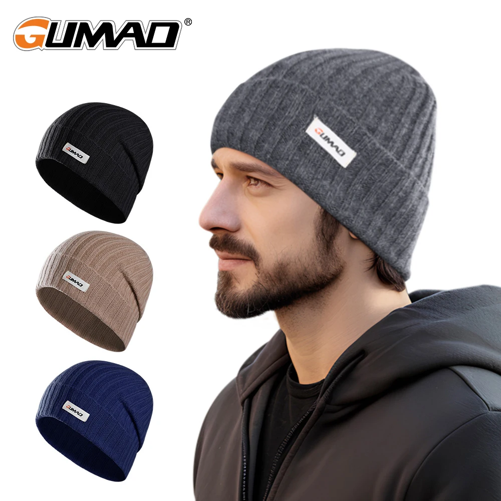 Winter Hat Thermal Wool Running Sports Hats Soft Fitness Windproof Beanies Outdoor Snowboard Hiking Cycling Ski Casual Cap Men