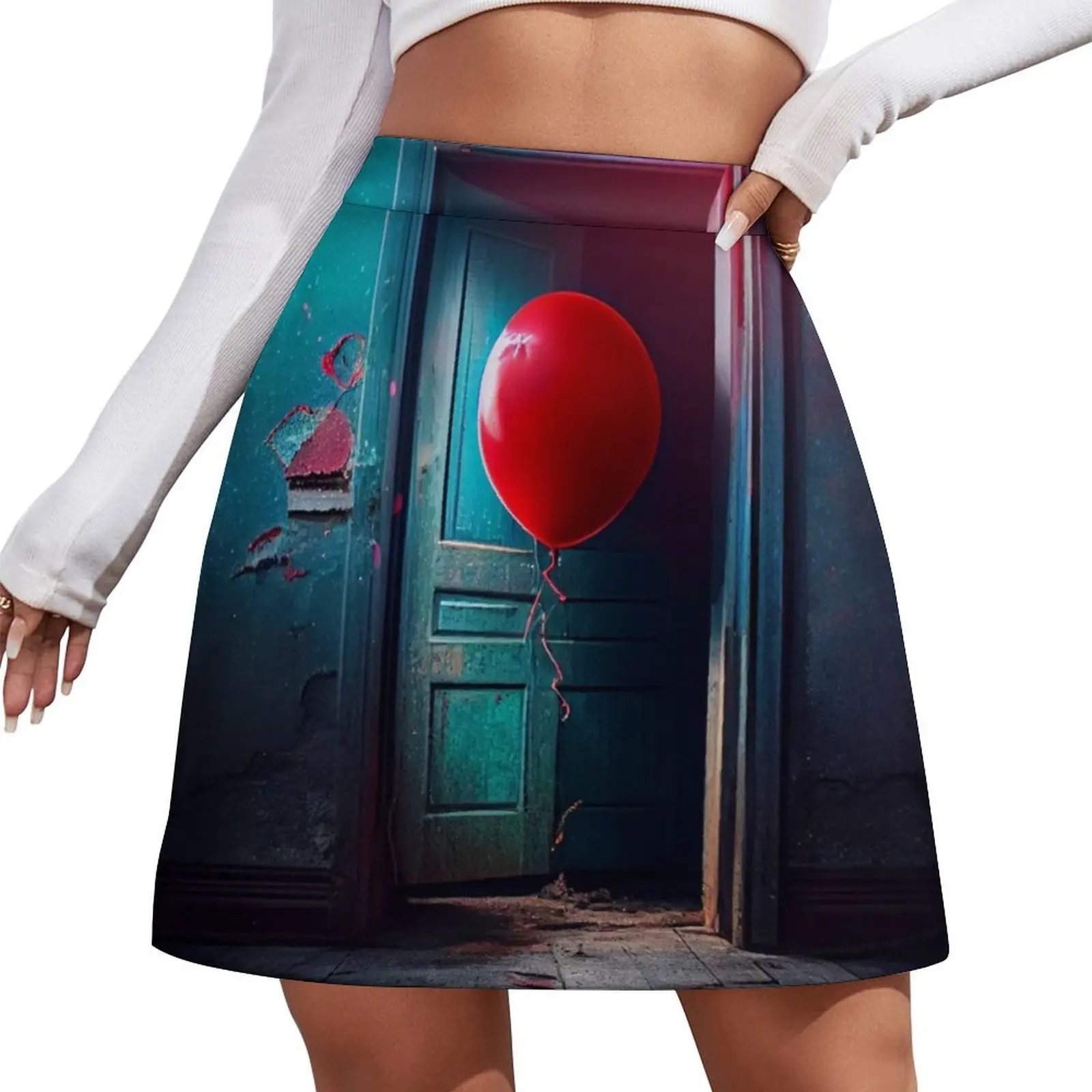 Creepy Red Balloon Mini Skirt dress Women's skirt Women's summer dress korean style skirt
