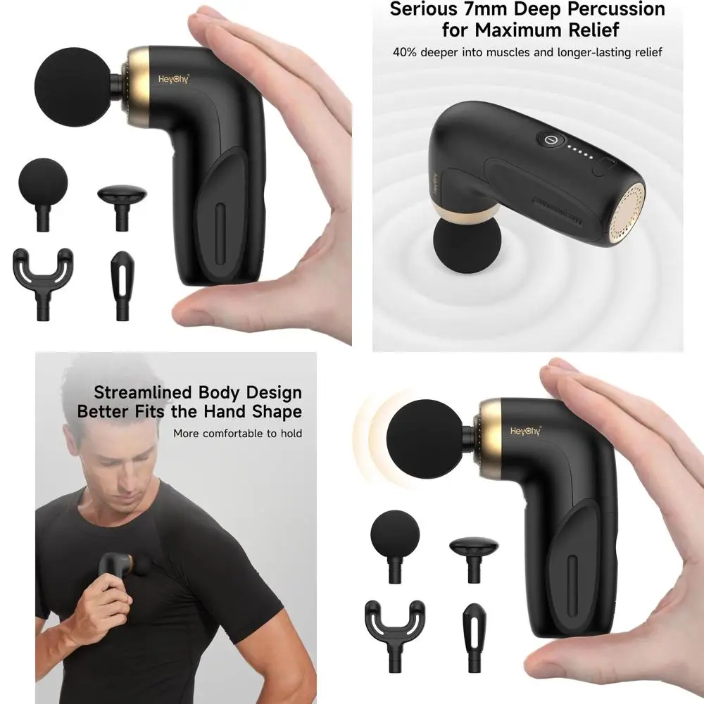 

Компактный массажный пистолет для глубокого расслабления мышц - портативный ручной массажер для спортсменов, офиса и домашнего использования (черный)