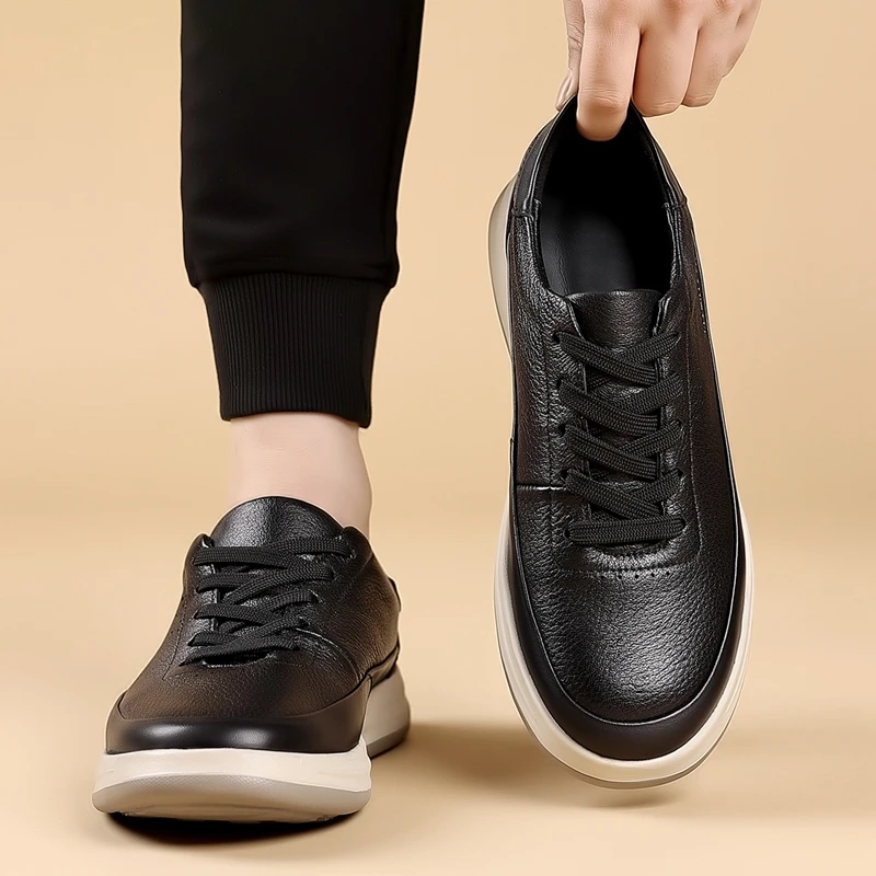 ​Men’s Lace-Up Sneakers 2025 – Chunky Sole with Height Boost, Breathable & Comfy, Durable & Non-Slip, One-Step Wear, Fashionable