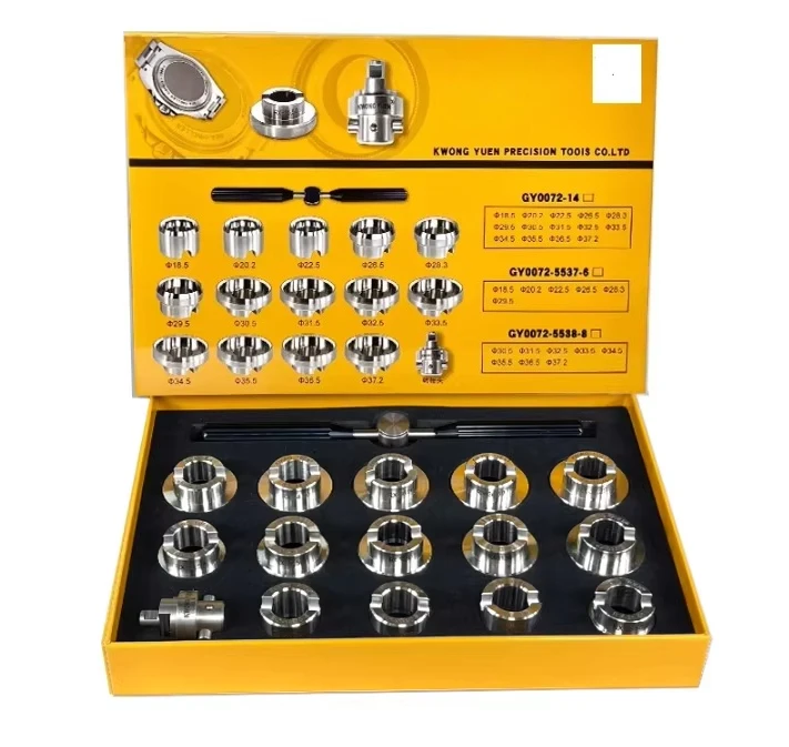 Kwong Yuen Made High-quality Stainless Steel 16PCS Set with Serrated Watch Cover Opening Tool Suitable for RL-X Watch Tools