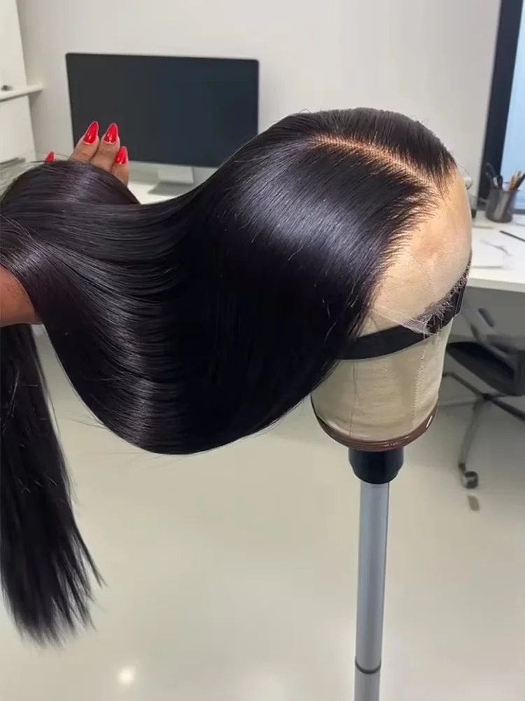 

Натуральные прямые парики из человеческих волос 13x6 HD Lace Front, 40-46 дюймов, с предварительно выщипанными прядями, 100% человеческие волосы, натуральный цвет, для косплея