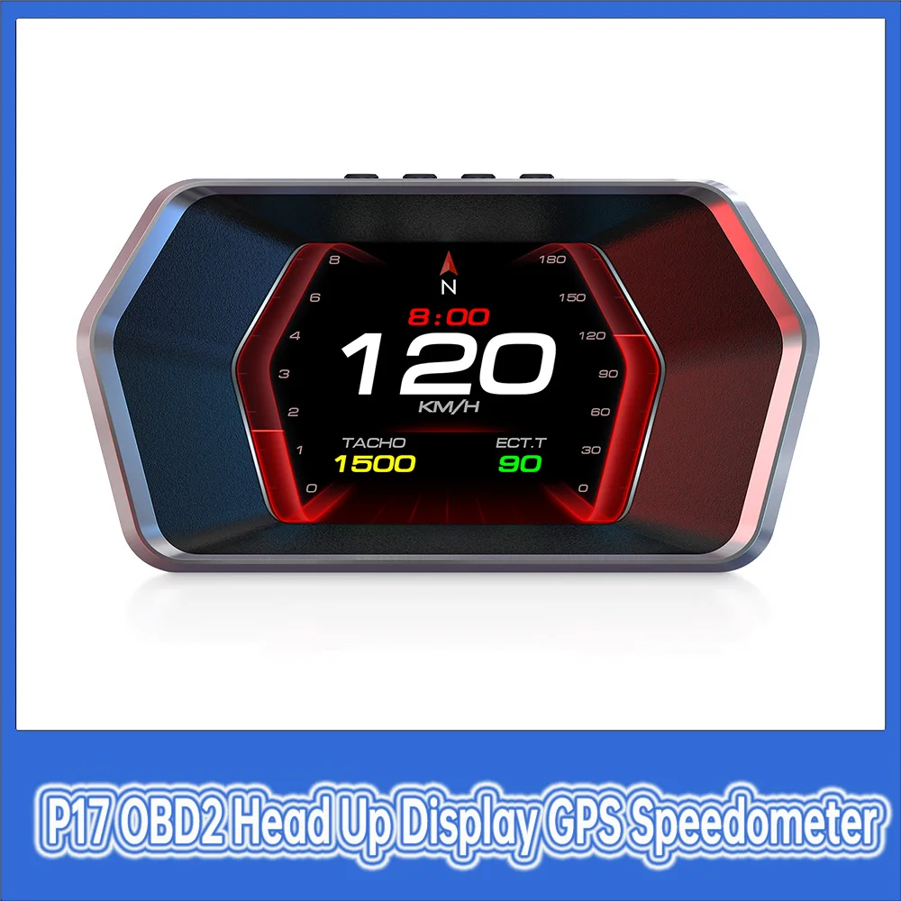 New P17 Head Up Display OBD2 GPS on-board Computer Digital Speedometer with Water /Oil Temp Voltage RPM Water  Auto Electronics